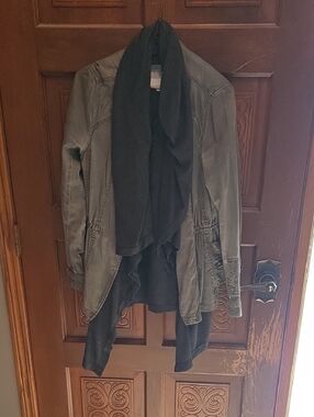 3 For $40 Women's Olive Green Utility Jacket with Draped Black Scarf